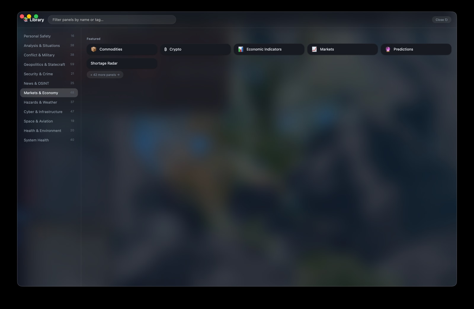 Installed Crystal Ball Markets and Economy Library used for prices, macro, commodities, filings, and financial context